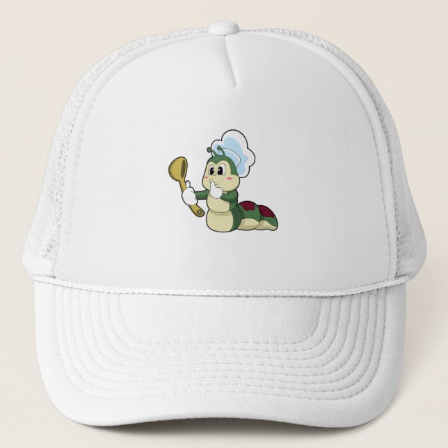 Caterpillar as Chef with Wooden spoon Trucker Hat (Front)