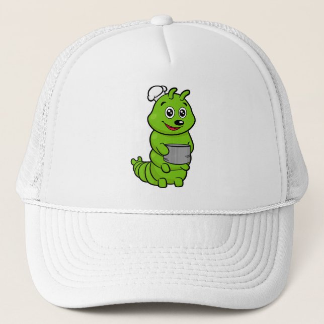 Caterpillar as Cook with Cooking pot Trucker Hat (Front)
