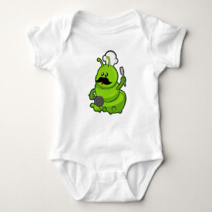 Caterpillar as Cook with Mustache Baby Bodysuit