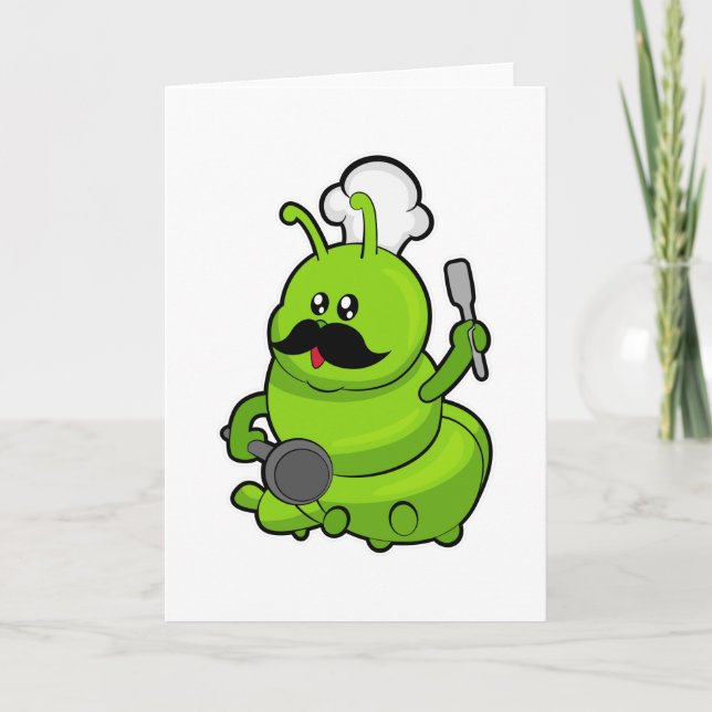 Caterpillar as Cook with Mustache Card (Front)