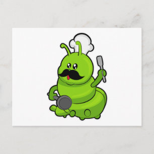 Caterpillar as Cook with Mustache Postcard