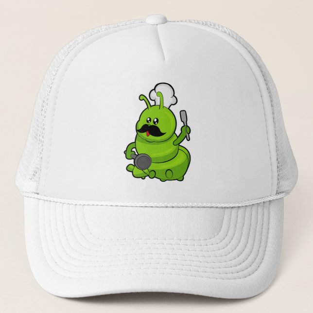 Caterpillar as Cook with Mustache Trucker Hat (Front)