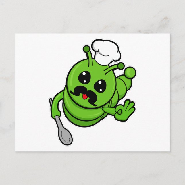 Caterpillar as Cook with Spoon Postcard (Front)