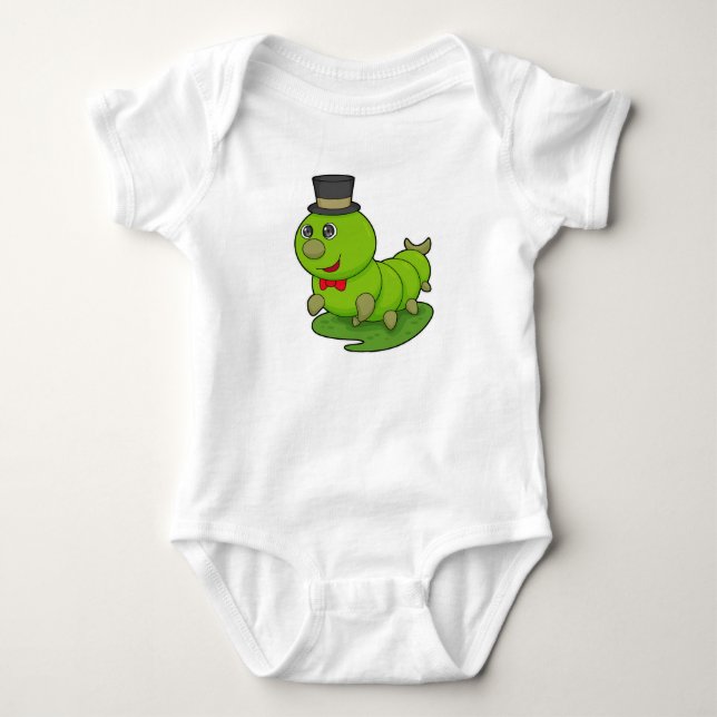 Caterpillar as Gentleman with Cylinder Baby Bodysuit (Front)