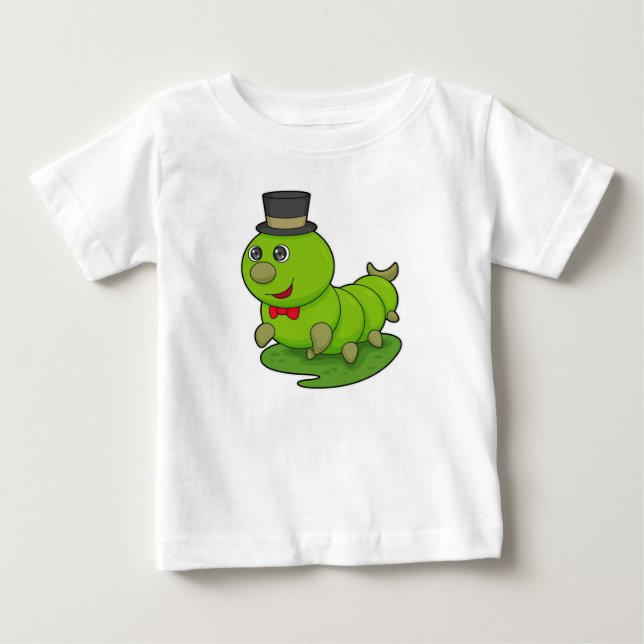 Caterpillar as Gentleman with Cylinder Baby T-Shirt (Front)