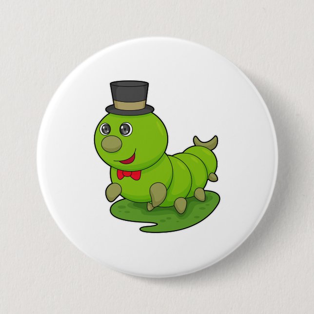 Caterpillar as Gentleman with Cylinder Button (Front)