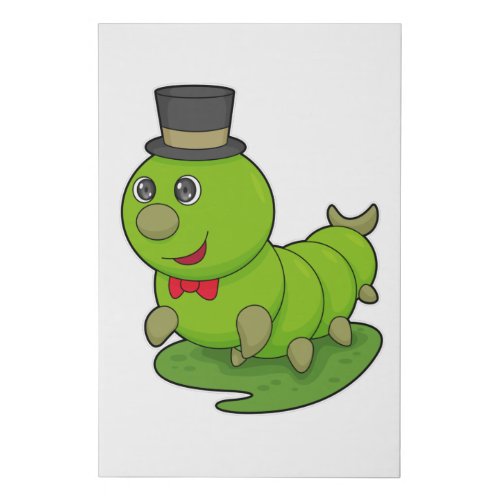 Caterpillar as Gentleman with Cylinder Faux Canvas Print
