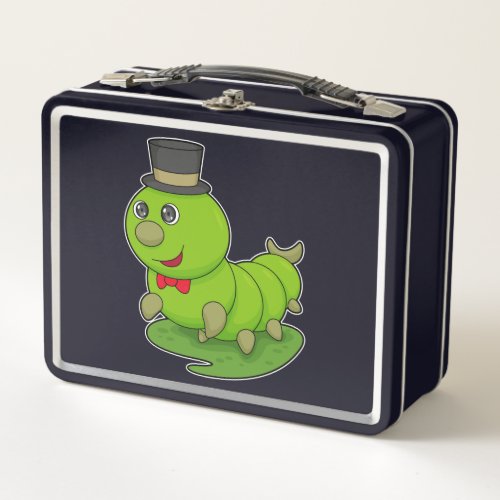 Caterpillar as Gentleman with Cylinder Metal Lunch Box