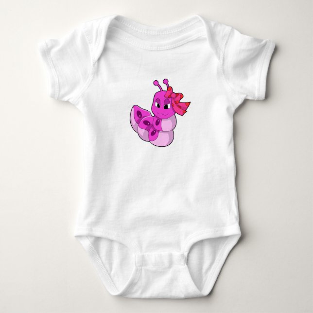 Caterpillar as Girl with Ribbon Baby Bodysuit (Front)