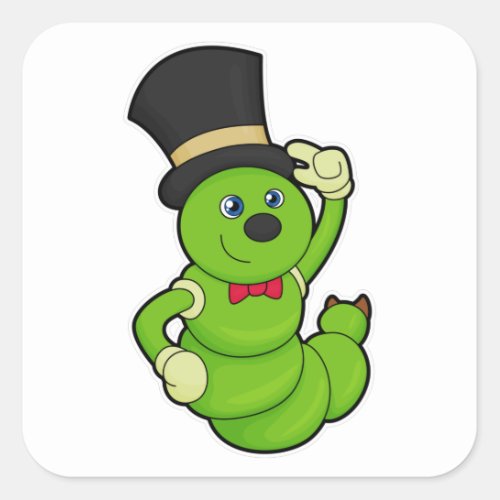 Caterpillar as Groom with Hat Square Sticker