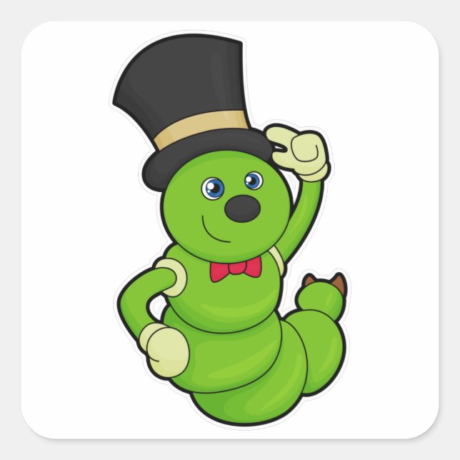 Caterpillar as Groom with Hat Square Sticker (Front)