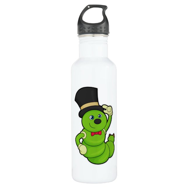 Caterpillar as Groom with Hat Stainless Steel Water Bottle (Front)