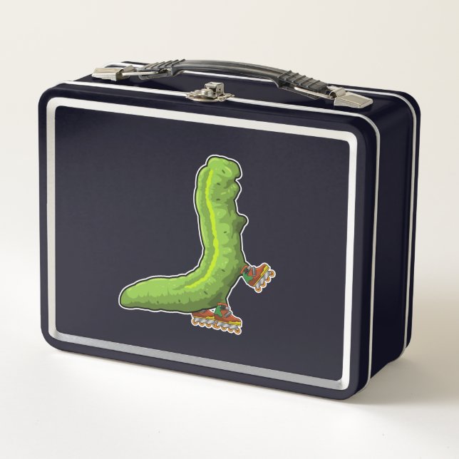 Caterpillar as Inline skater with Inline skates Metal Lunch Box (Front)