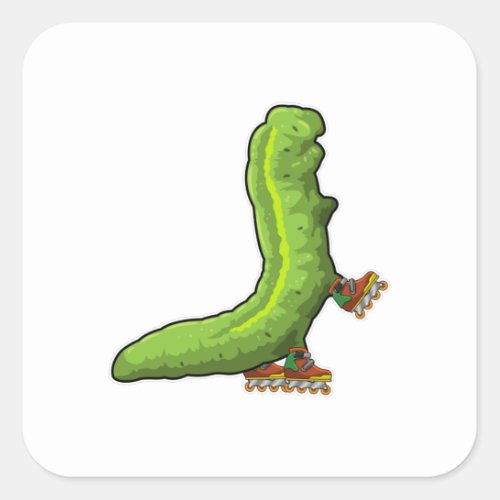 Caterpillar as Inline skater with Inline skates Square Sticker