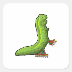 Caterpillar as Inline skater with Inline skates Square Sticker