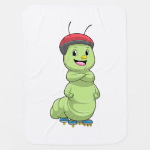 Caterpillar as Inline skater with Roller skates.pn Baby Blanket