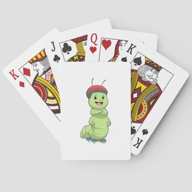 Caterpillar as Inline skater with Roller skates.pn Poker Cards (Back)