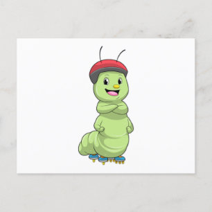 Caterpillar as Inline skater with Roller skates.pn Postcard