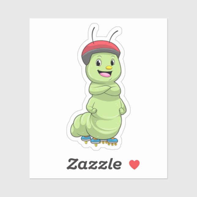 Caterpillar as Inline skater with Roller skates.pn Sticker (Sheet)