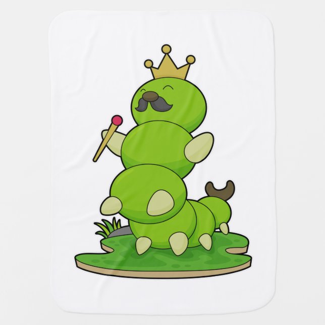 Caterpillar as King with Crown Baby Blanket (Front)