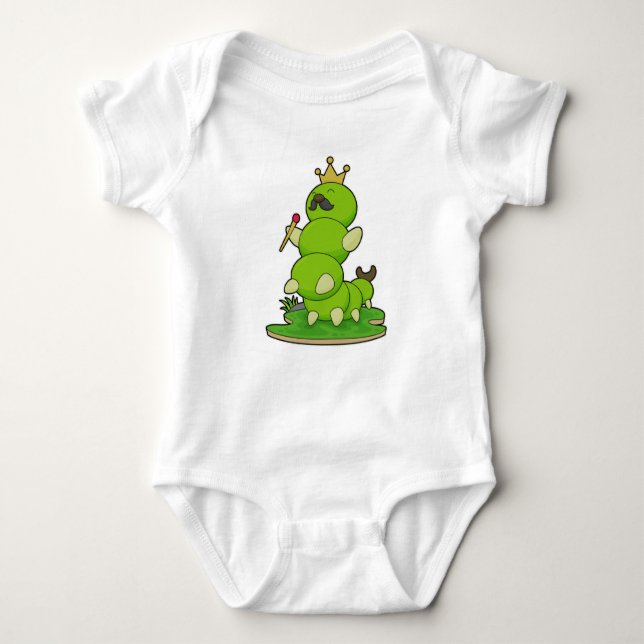 Caterpillar as King with Crown Baby Bodysuit (Front)