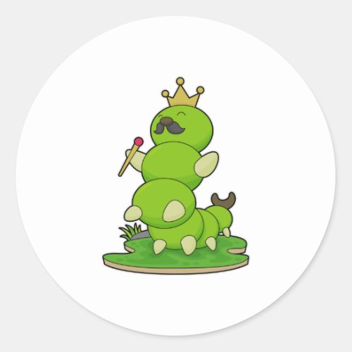 Caterpillar as King with Crown Classic Round Sticker