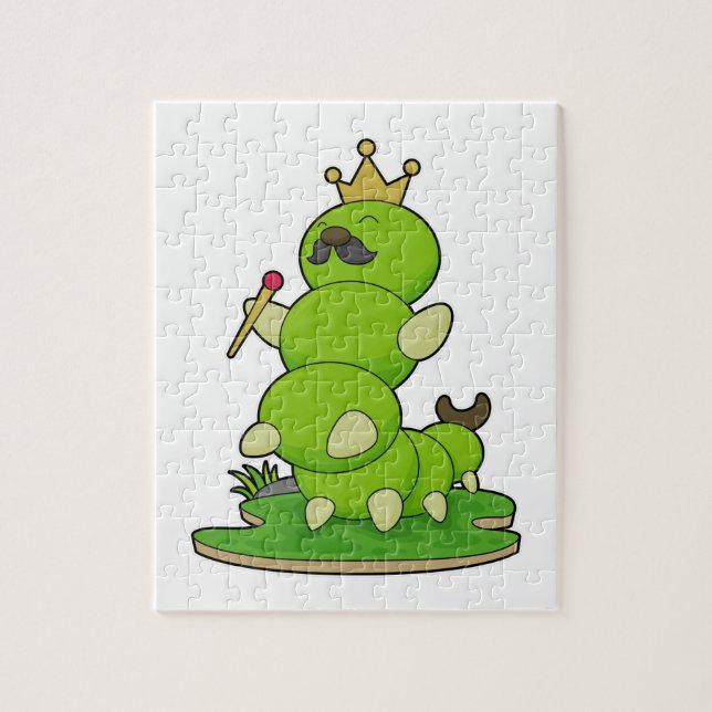 Caterpillar as King with Crown Jigsaw Puzzle (Vertical)