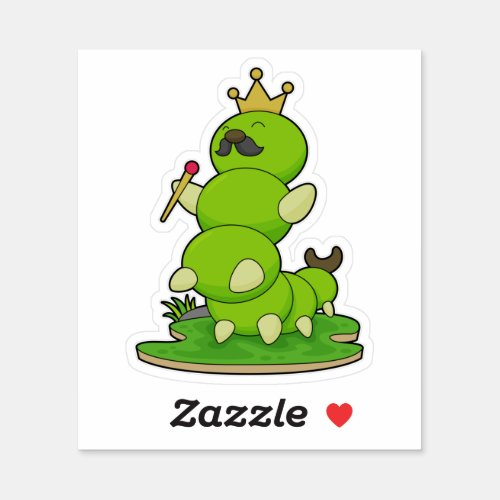 Caterpillar as King with Crown Sticker