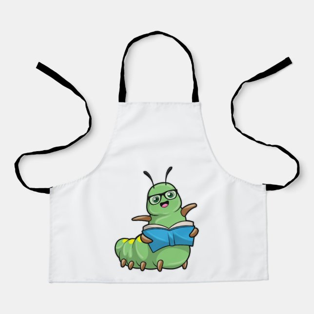Caterpillar as Nerd with Book & Glasses Apron (Front)