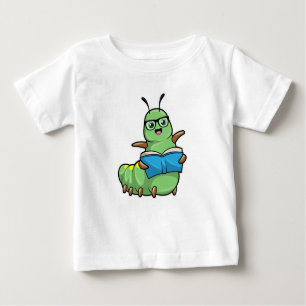 Caterpillar as Nerd with Book & Glasses Baby T-Shirt