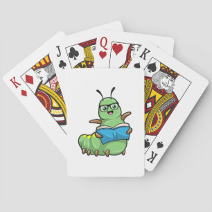 Caterpillar as Nerd with Book & Glasses Poker Cards