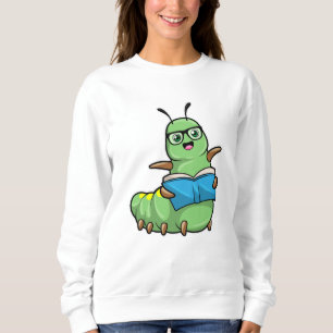 Caterpillar as Nerd with Book & Glasses Sweatshirt