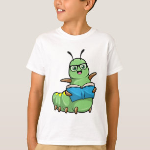 Caterpillar as Nerd with Book & Glasses T-Shirt