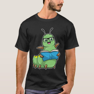 Caterpillar as Nerd with Book & Glasses T-Shirt