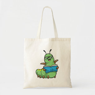 Caterpillar as Nerd with Book & Glasses Tote Bag