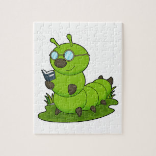 Caterpillar as Nerd with Glasses & Book Jigsaw Puzzle