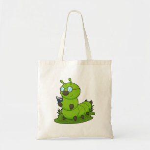 Caterpillar as Nerd with Glasses & Book Tote Bag
