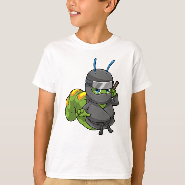 Caterpillar as Ninja with Sword T-Shirt (Front)