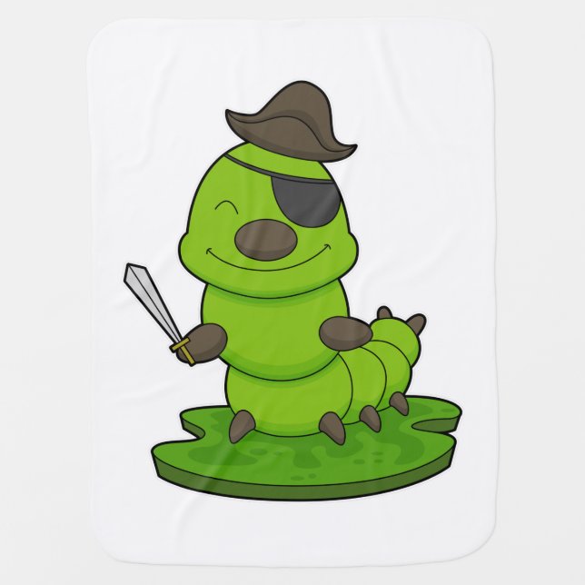 Caterpillar as Pirate with Sword Baby Blanket (Front)