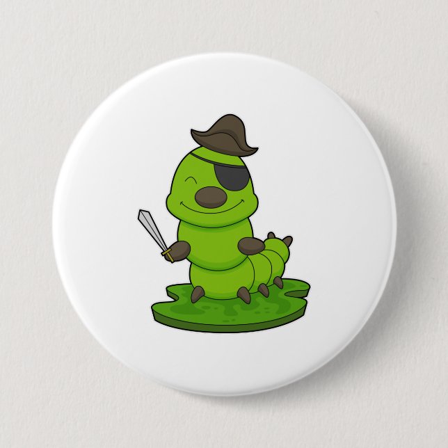 Caterpillar as Pirate with Sword Button (Front)
