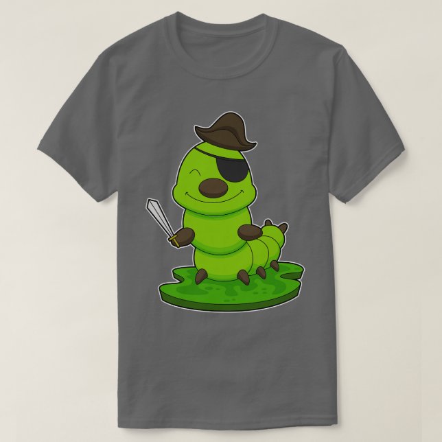 Caterpillar As Pirate With Sword  T-Shirt (Design Front)