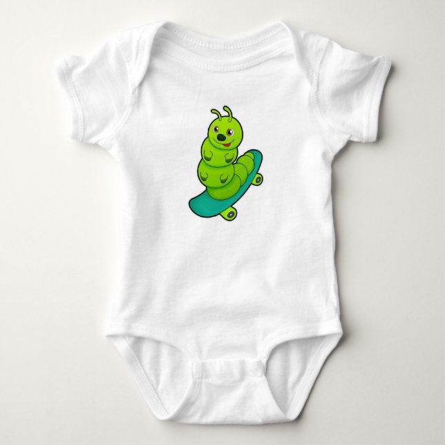 Caterpillar as Skater with Skateboard Baby Bodysuit (Front)