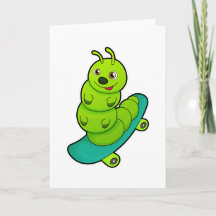 Caterpillar as Skater with Skateboard Card