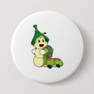 Caterpillar as Student with Backpack Button