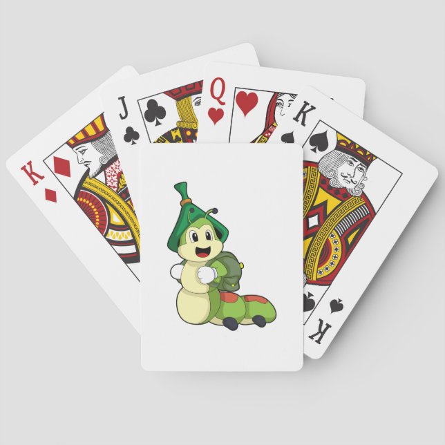 Caterpillar as Student with Backpack Poker Cards (Back)