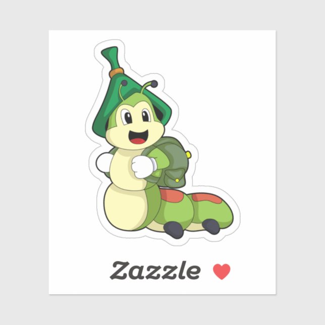 Caterpillar as Student with Backpack Sticker (Sheet)