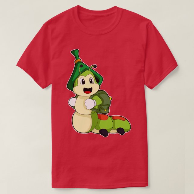 Caterpillar as Student with Backpack T-Shirt (Design Front)