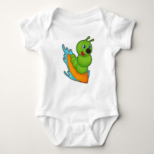 Caterpillar as Surfer with Surfboard Baby Bodysuit