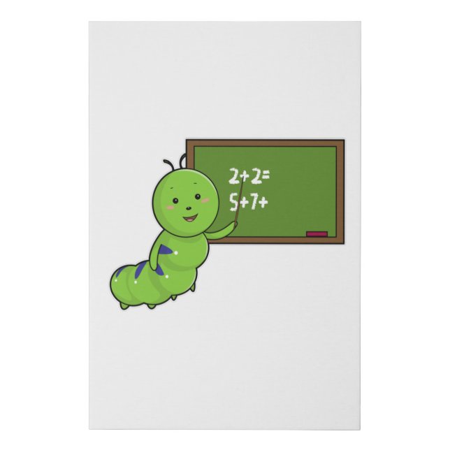 Caterpillar as Teacher with Blackboard Faux Canvas Print (Front)