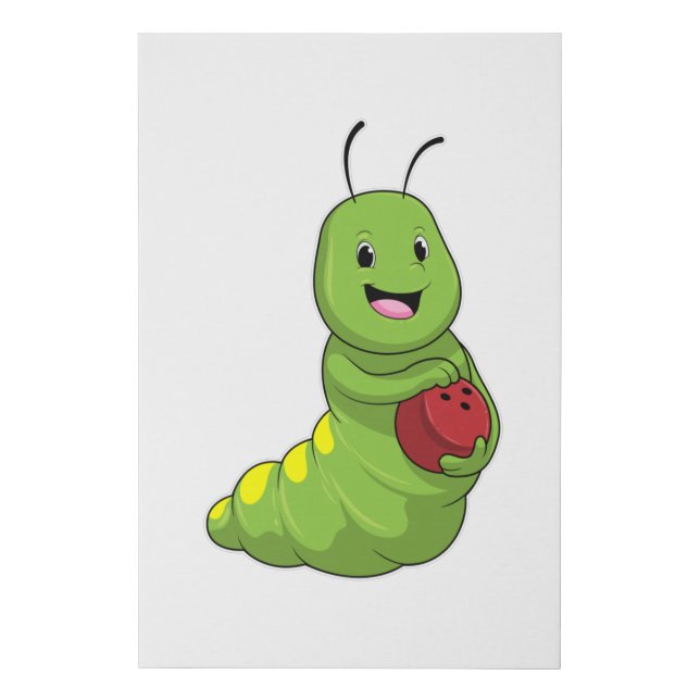 Caterpillar at Bowling with Bowling ball Faux Canvas Print (Front)